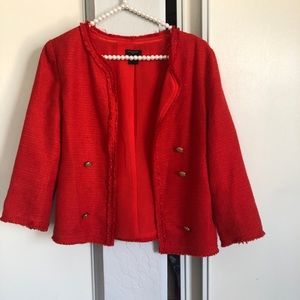 Ann Taylor Tweed Orange Jacket